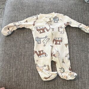 Carter's Cream and Brown Patterned Footie